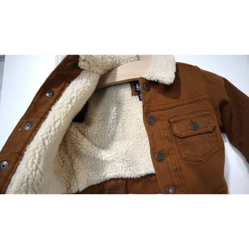 babyGap Sherpa Lined Corduroy Trucker Jacket Brown Western Baby 6-12 Months